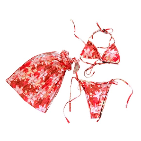 {SheIn} Floral halter multi-tie swim suit 3 pc. set - Picture 1 of 5